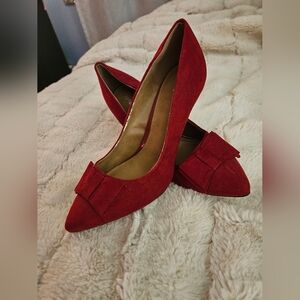 Apt. 9 Red Heels with Bow Accent